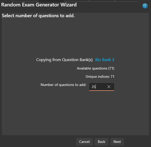 Select Question Count